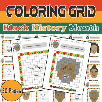 Preview of mpower Your Students with 15 Inspiring Black History Month Coloring Grids