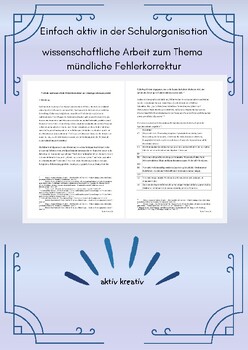 Preview of mündliche Fehlerkorrektur im Fremdsprachenunterricht - wissenschaftliche Arbeit