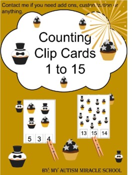 Preview of holiday New Years Theme counting clip cards. Numbers 1-15 busy work