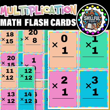 Preview of multiplication flash cards 0 to 20| multiplication math fact flashcards