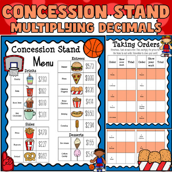 Preview of March Madness Math Concession Stand: Multiplying Decimals