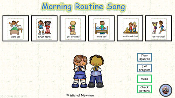 Preview of music - morning routine song - interactive game and worksheet