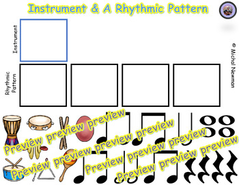 Preview of music - musical instrument & a rhythmic pattern - interactive game
