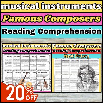 Preview of musical instruments/Famous Composers Reading Comprehension