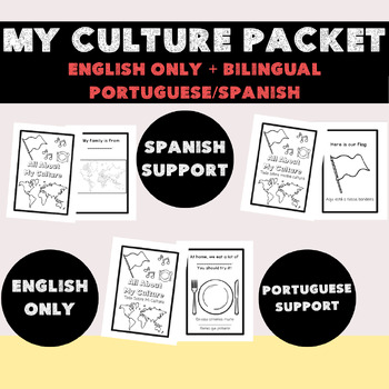 Preview of my culture coloring dual bilingual ELL ESL newcomer activity Portuguese Spanish