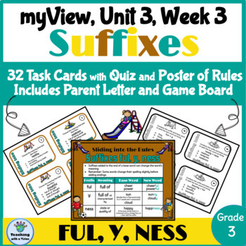 Preview of myView 3rd Grade Unit 3 Week 3 Word Study Spelling Suffixes FUL, Y, NESS