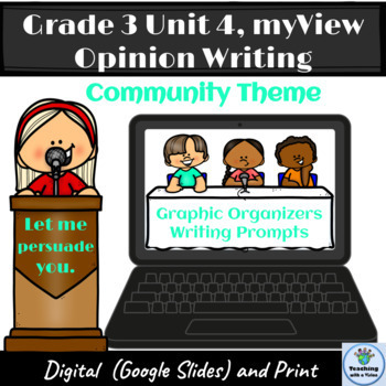 Preview of myView 3rd Grade Unit 4 SUPPLEMENT Opinion Writing Graphic Organizers Prompts