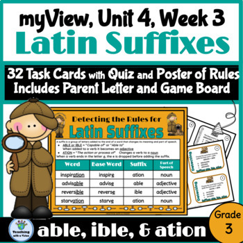 Preview of myView 3rd Grade Unit 4 Week 3 Word Study Spelling Latin Suffix ABLE IBLE ATION