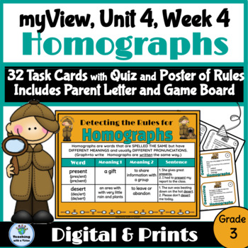 Preview of myView 3rd Grade Unit 4 Week 4 Word Study Spelling Homographs with Anchor Charts