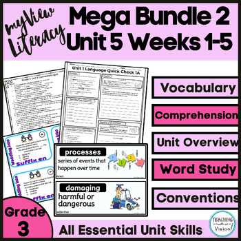 Preview of myView 3rd Grade Unit 5 Bundle Vocab Word Study Comprehension & Conventions