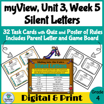Preview of myView 4th Grade Unit 3 Week 5 Word Study Spelling VCV Silent Letters Activities