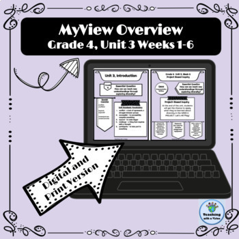 Preview of myView 4th Grade Unit 3 Weeks 1-6 Weekly Overview Spelling List Parent Letter 