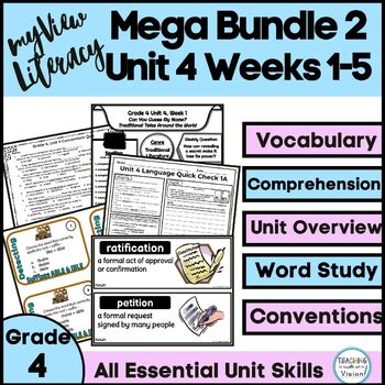 Preview of myView 4th Grade Unit 4 Bundle 2 Vocabulary Word Study Comprehension Conventions