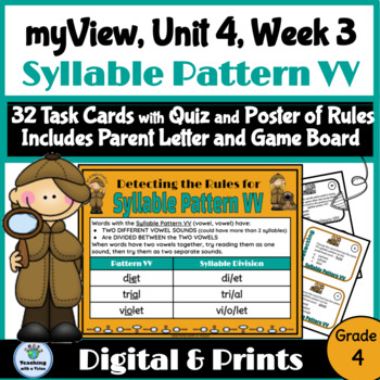 Preview of myView 4th Grade Unit 4 Week 3 Word Study Spelling Syllable Pattern VV 