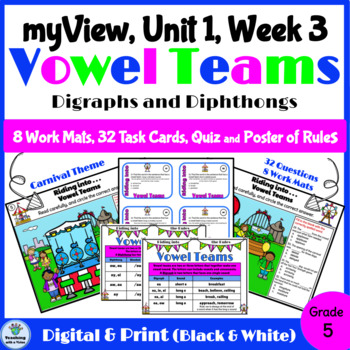 Preview of myView 5th Grade Unit 1 Week 3 Word Study Spelling Vowel Teams Activities