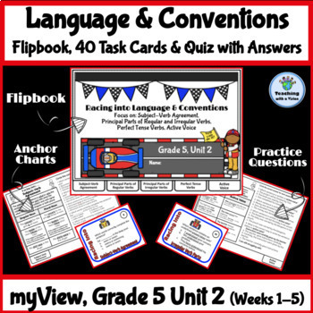 Preview of myView 5th Grade Unit 2 Conventions Subject Verb Study, Active Voice Activities