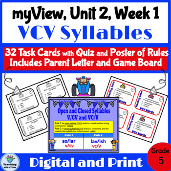 Preview of myView 5th Grade Unit 2 Week 1 Word Study Spelling VCV Open & Closed Syllables