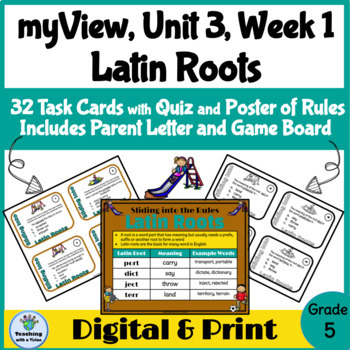 Preview of myView 5th Grade Unit 3 Week 1 Word Study Spelling Latin Roots Activities