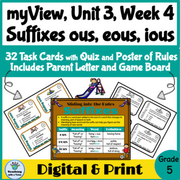 Preview of myView 5th Grade Unit 3 Week 4 Word Study Spelling Suffixes OUS, EOUS, IOUS