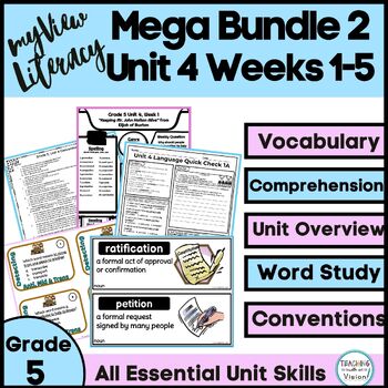 Preview of myView 5th Grade Unit 4 Bundle 2 Vocabulary Word Study Spelling Comprehension