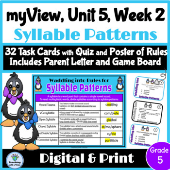 Preview of myView 5th Grade Unit 5 Week 2 Word Study Spelling Syllable Patterns Activities