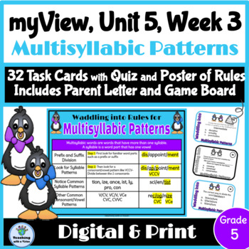 Preview of myView 5th Grade Unit 5 Week 3 Word Study Spelling Multisyllabic Patterns