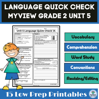 Preview of myView 2nd Grade Unit 5 Weeks 1-5 Language Quick Check Homework, Morning Work