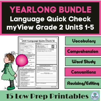 Preview of myView 2nd Grade YEARLONG Language Quick Check Assessment Practice Homework