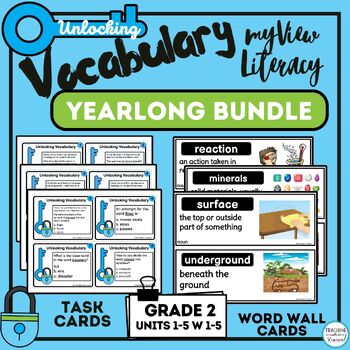 Preview of myView 2nd Grade YEARLONG Editable VOCABULARY CARD & ACTIVITIES BUNDLE Units 1-5