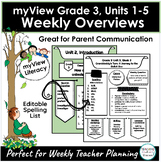 myView Grade 3 Bundle Units 1-5, Weekly Overview, Outline 