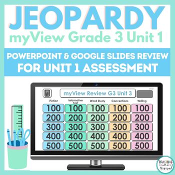 Preview of myView 3rd Grade Unit 1 ELA Supplement Jeopardy Game Google Slides Powerpoint