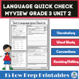 myView Grade 3 Unit 2 Weeks 1-5, Language Quick Check Home