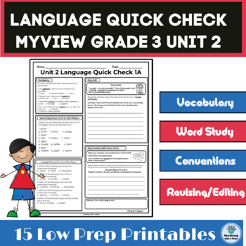 Preview of myView 3rd Grade Unit 2 Weeks 1-5, Language Quick Check Homework, Morning Work