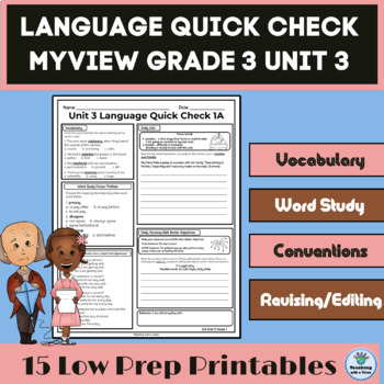 Preview of myView 3rd Grade Unit 3 Weeks 1-5, Language Quick Check Homework, Morning Work