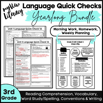 Preview of myView 3rd Grade YEARLONG Language Quick Check Assessment Practice Homework