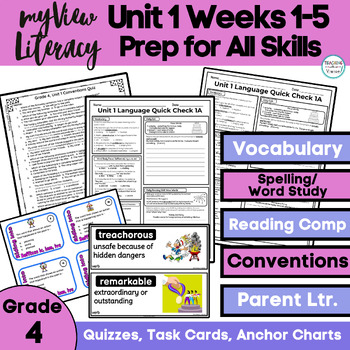 Preview of myView Literacy 4th Grade Unit 1 Vocabulary Word Study Comprehension Conventions