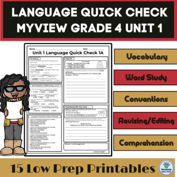 Preview of myView 4th Grade Unit 1 Weeks 1-5, Language Quick Check Homework, Morning Work