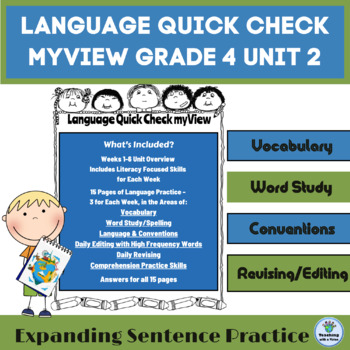 Preview of myView 4th Grade Unit 2 Weeks 1-5, Language Quick Check Homework, Morning Work