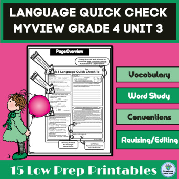 Preview of myView 4th Grade Unit 3 Weeks 1-5, Language Quick Check Homework, Morning Work