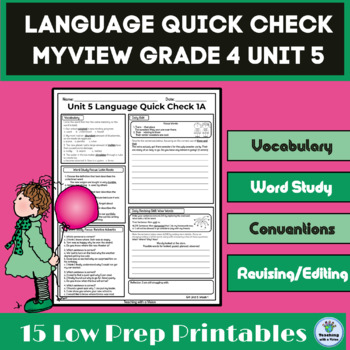 Preview of myView 4th Grade Unit 5 Weeks 1-5, Language Quick Check Homework, Morning Work