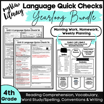 Preview of myView 4th Grade YEARLONG Language Quick Check Assessment Practice Homework