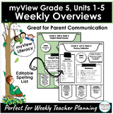myView Grade 5 Bundle Units 1-5, Weekly Overview, Outline 