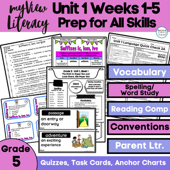 Preview of myView Grade 5 Unit 1 Bundle 2 Vocabulary Word Study Comprehension & Conventions
