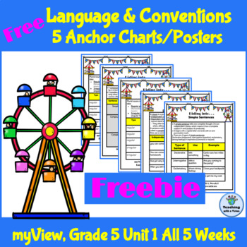 Preview of myView 5th Grade Unit 1 Weeks 1-5 Freebie Conventions Anchor Charts/Posters