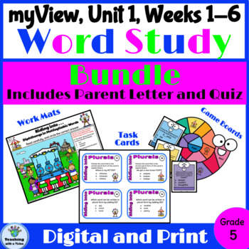 Preview of myView 5th Grade Unit 1 Weeks 1-5 BUNDLE Word Study Spelling Activities