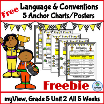 Preview of myView 5th Grade Unit 2 Weeks 1-5 Freebie Conventions Anchor Charts/Posters