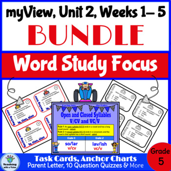 Preview of myView 5th Grade Unit 2 Weeks 1-5 BUNDLE Word Study Spelling Activities 