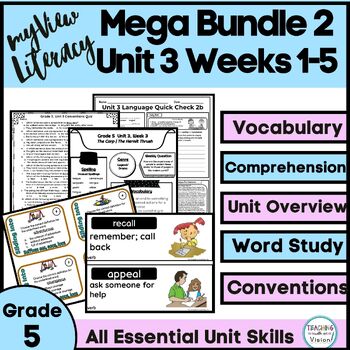 Preview of myView 5th Grade Unit 3 SUPPLEMENT Vocabulary Word Study Spelling Comprehension