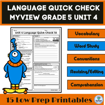 Preview of myView 5th Grade Unit 4 Weeks 1-5, Language Quick Check Homework, Morning Work