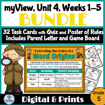 Preview of myView 5th Grade Unit 4 Weeks 1-5 Word Study Spelling Activities Anchor Charts